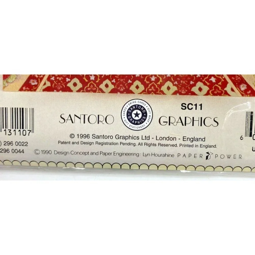 VTG Santoro Graphics Swing Card Cat Kitty Interactive 1996 Victorian Style SC11